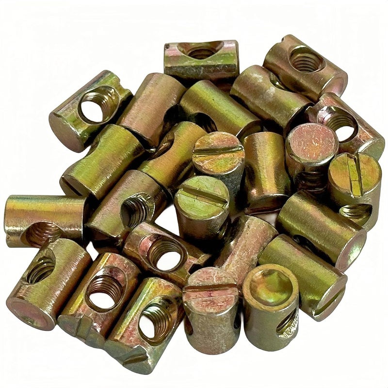 NACX M6 x 15mm Slotted Barrel Nuts Cross Dowel Slotted Nuts, 25Pcs - Image 4